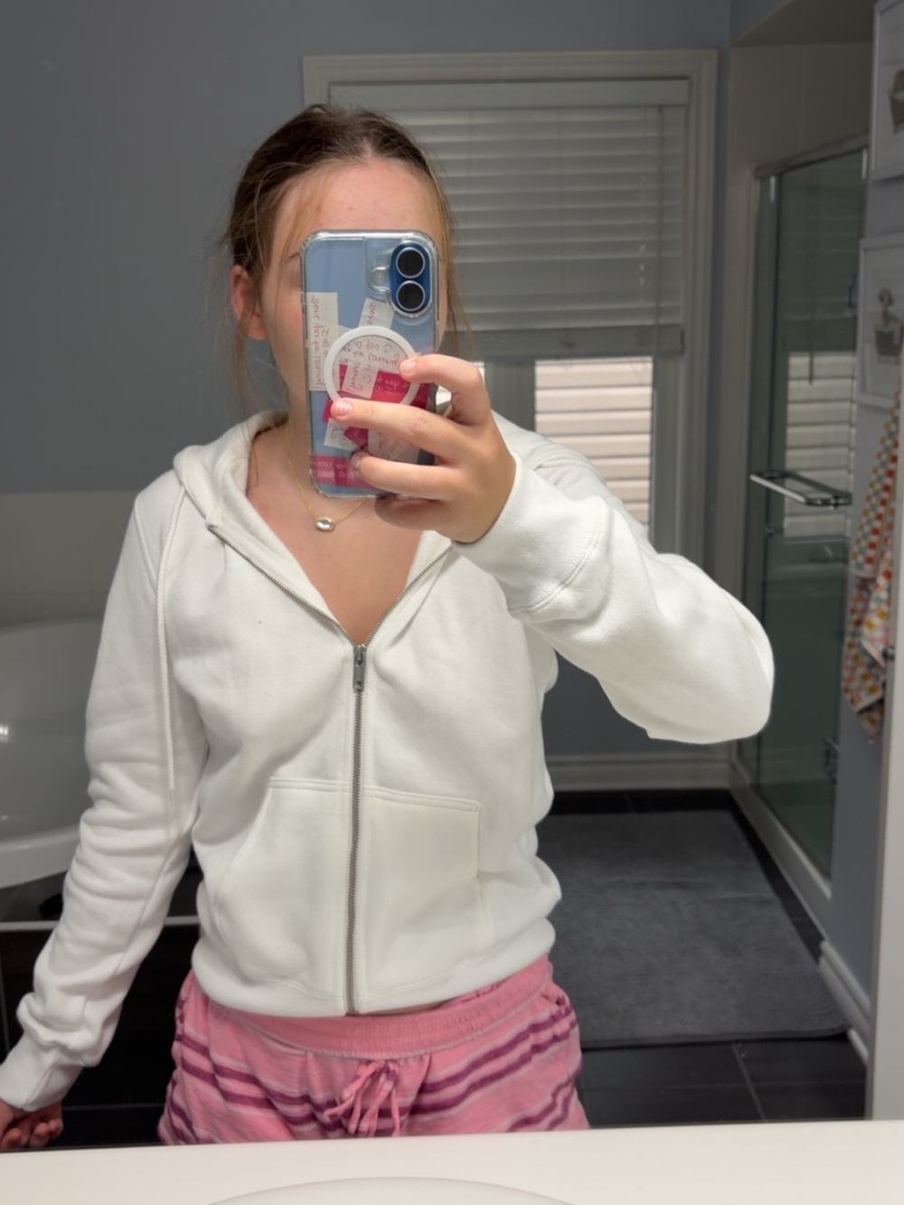 Brandy Melville White Zip Hoodie